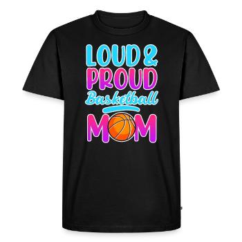 Fière Basketball Maman Basketball Mère Basketball - T-shirt Premium bio Homme - noir - Devant - Nico (187cm)