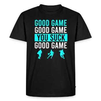 Bon jeu de basket-ball Basketball Joke - T-shirt Premium bio Homme - noir - Devant - Nico (187cm)