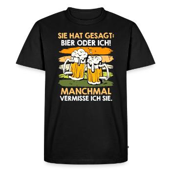 Men Beer Saying Wife or Beer Beer Drinker - Men's Premium Organic T-Shirt - black - Front - Nico (187cm)