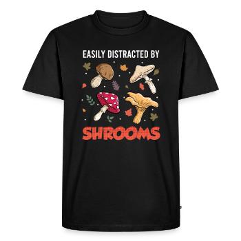 Facilement distrait par Shrooms Mushroom Picker - T-shirt Premium bio Homme - noir - Devant - Nico (187cm)