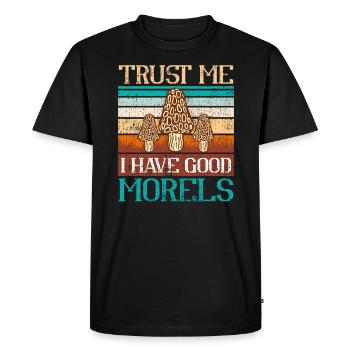 Croyez-moi, j’ai de bonnes Morilles - T-shirt Premium bio Homme - noir - Devant - Nico (187cm)