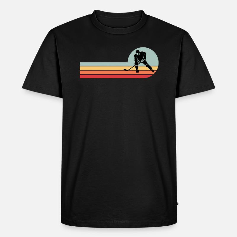 Retro Eishockey - Männer Premium Bio T-Shirt - Schwarz