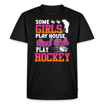 Real Girls Play Hockey Player - Men's Premium Organic T-Shirt - black - Front - Nico (187cm)