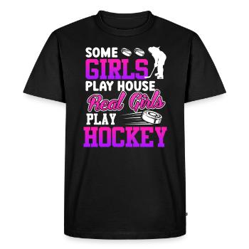 Real Girls Play Hockey Player - Men's Premium Organic T-Shirt - black - Front - Nico (187cm)