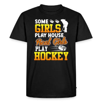 Real Girls Play Hockey Player - Men's Premium Organic T-Shirt - black - Front - Nico (187cm)
