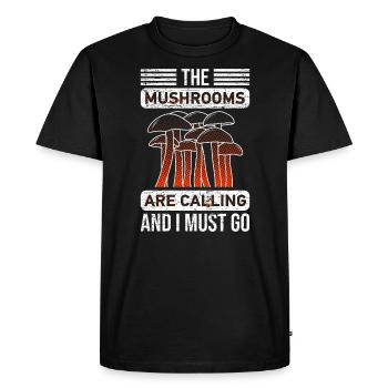 Je vais cueillir des champignons les champignons appelés bunting aux champignons - T-shirt Premium bio Homme - noir - Devant - Nico (187cm)