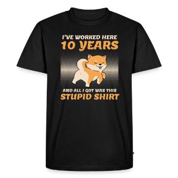 10 ans de service Anniversaire 10 ans - T-shirt Premium bio Homme - noir - Devant - Nico (187cm)