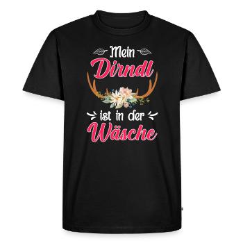 Mein Dirndl ist in der Wäsche Bayern Trachten - Männer Premium Bio T-Shirt - Schwarz - Vorne - Nico (187cm)