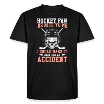 Fan de hockey sur glace soyez gentil avec moi - T-shirt Premium bio Homme - noir - Devant - Nico (187cm)