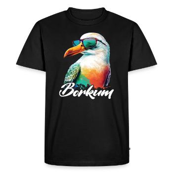 Borkum vacances mouette colorée fraîche avec des lunettes de soleil - T-shirt Premium bio Homme - noir - Devant - Nico (187cm)