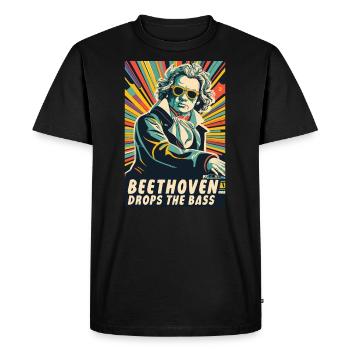 Beethoven laisse tomber le DJ basse - T-shirt Premium bio Homme - noir - Devant - Nico (187cm)