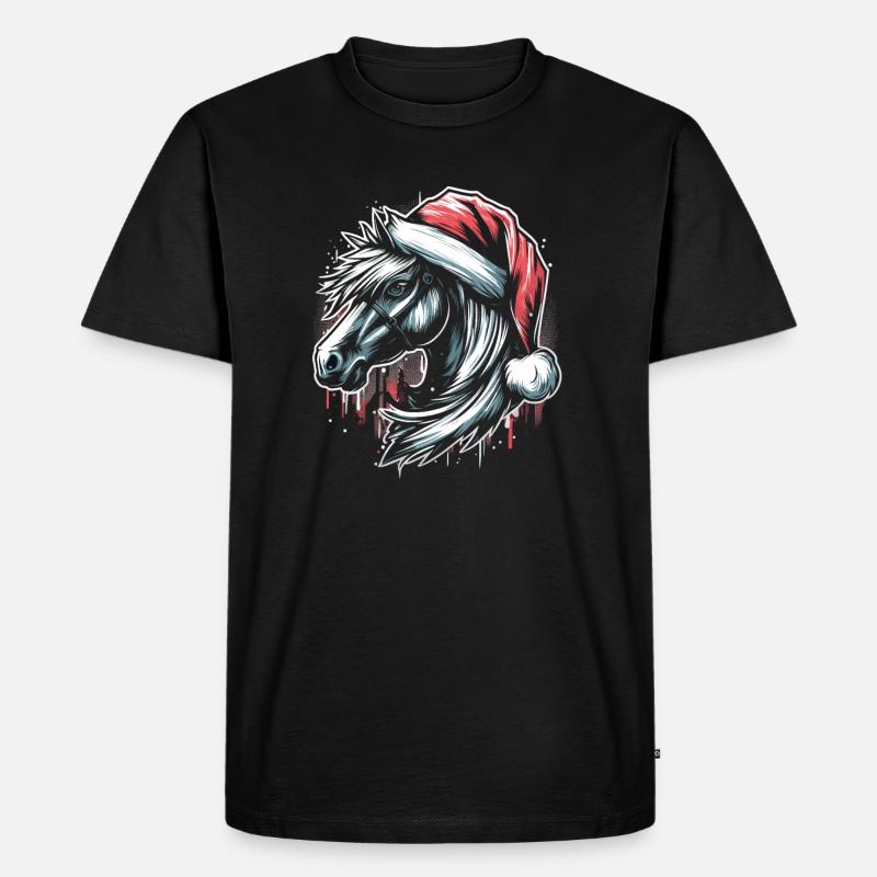 Weihnachten Pferd Pferdekopf Graffiti Style - Männer Premium Bio T-Shirt - Schwarz