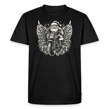 Motorbike Santa Clause Riding home for Christmas - Men's Premium Organic T-Shirt - black - Front - Nico (187cm)