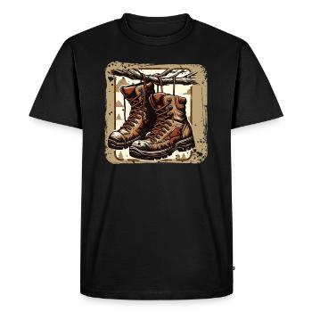 Vieilles Chaussures De Randonnée Bottes De Randonnée Aventure En Plein Air - T-shirt Premium bio Homme - noir - Devant - Nico (187cm)
