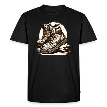 Vieilles Chaussures De Randonnée Bottes De Randonnée Aventure En Plein Air - T-shirt Premium bio Homme - noir - Devant - Nico (187cm)