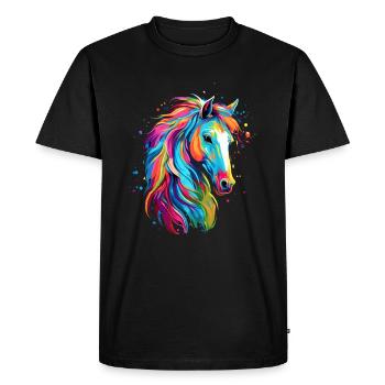 Cheval Peinture Blob Peinture Splash Coloré - T-shirt Premium bio Homme - noir - Devant - Nico (187cm)