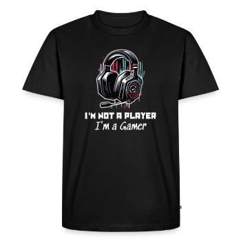 Je ne suis pas un joueur mais un Gamer Sayings Shirt - T-shirt Premium bio Homme - noir - Devant - Nico (187cm)