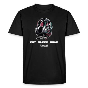Manger Sleep Game Répéter Gamer Dictons Chemise - T-shirt Premium bio Homme - noir - Devant - Nico (187cm)