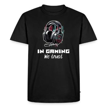 E-Sport Gamer Shirt In Gaming we trust - Men's Premium Organic T-Shirt - black - Front - Nico (187cm)