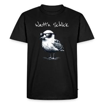 Watt'n Schlick Lustige Wattwanderung Möwe Spruch - Männer Premium Bio T-Shirt - Schwarz - Vorne - Nico (187cm)
