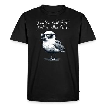 Je ne suis pas gros, c’est tout ce que dit la mouette à plumes - T-shirt Premium bio Homme - noir - Devant - Nico (187cm)