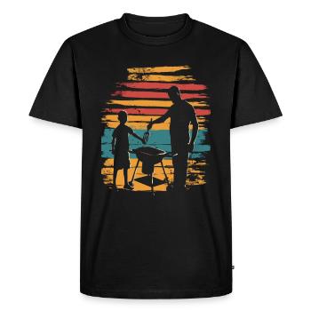 Père et fils griller BBQ Fête des pères - T-shirt Premium bio Homme - noir - Devant - Nico (187cm)