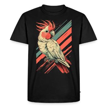Perroquet rétro vintage rose - T-shirt Premium bio Homme - noir - Devant - Nico (187cm)