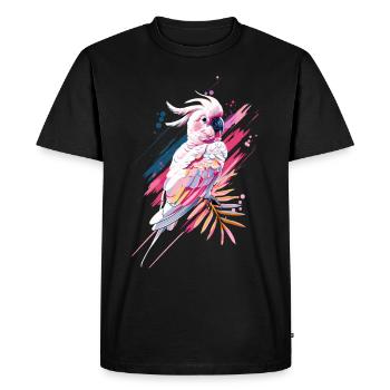 Perroquet rétro vintage rose tropical - T-shirt Premium bio Homme - noir - Devant - Nico (187cm)
