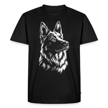 Berger allemand Portrait Dessin d’art - T-shirt Premium bio Homme - noir - Devant - Nico (187cm)