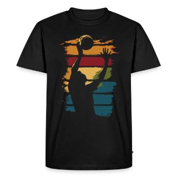 Volley-ball Vintage Silhouette Joueur de volley-ball - T-shirt Premium bio Homme - noir - Devant - Nico (187cm)
