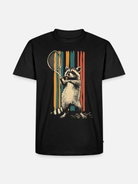 Raccoon playing tennis - Men's Premium Organic T-Shirt - black