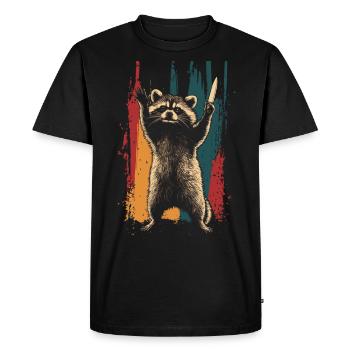 Vilain raton laveur avec couteau - T-shirt Premium bio Homme - noir - Devant - Nico (187cm)