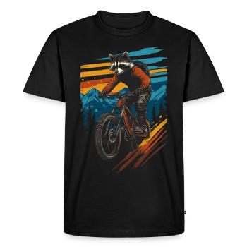 Balade en raton laveur VTT vintage - T-shirt Premium bio Homme - noir - Devant - Nico (187cm)