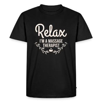 Relax I Massothérapeute - Massothérapeute - T-shirt Premium bio Homme - noir - Devant - Nico (187cm)