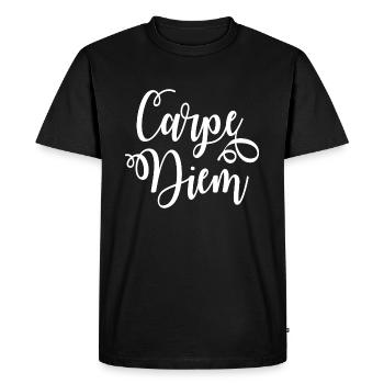 Carpe Diem Saying - Men's Premium Organic T-Shirt - black - Front - Nico (187cm)