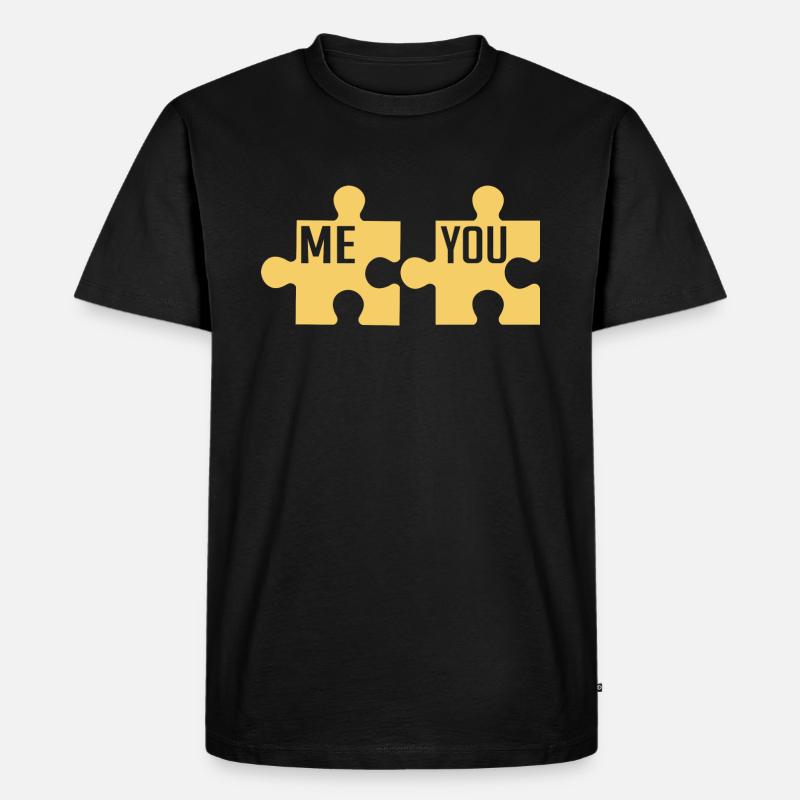 ICH DU | PUZZLE | PAAR - Männer Premium Bio T-Shirt - Schwarz