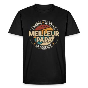 Meilleur Papa Cadeau Papa Meilleur Père - T-shirt Premium bio Homme - noir - Devant - Nico (187cm)