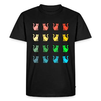 Modèle de chat drôle de chats colorés avec des chatons - T-shirt Premium bio Homme - noir - Devant - Nico (187cm)