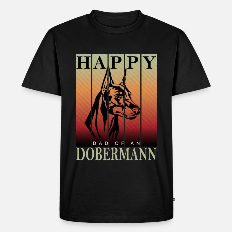 Happy Dobermann Dad - Männer Premium Bio T-Shirt - Schwarz