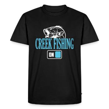 Fisherman Creek Fishing Mode On - Men's Premium Organic T-Shirt - black - Front - Nico (187cm)