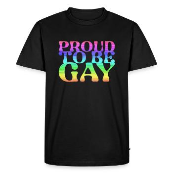 fier d’être gay,gay,LGBT,Arc-en-ciel - T-shirt Premium bio Homme - noir - Devant - Nico (187cm)