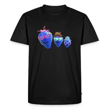 fraises, famille, fraise bleue, lunettes de soleil, - T-shirt Premium bio Homme - noir - Devant - Nico (187cm)