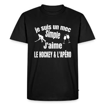 hockey et apéro - T-shirt Premium bio Homme - noir - Devant - Nico (187cm)