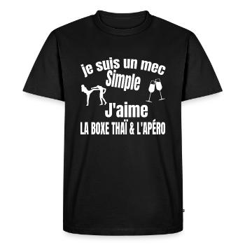 boxe thaï et apéro - T-shirt Premium bio Homme - noir - Devant - Nico (187cm)