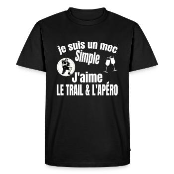 trail et apéro - T-shirt Premium bio Homme - noir - Devant - Nico (187cm)