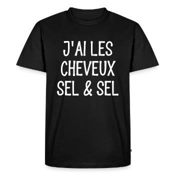 j'ai les cheveux sel et sel - T-shirt Premium bio Homme - noir - Devant - Nico (187cm)