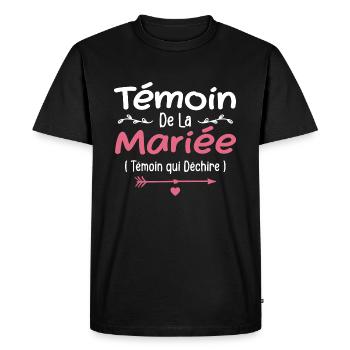 Témoin de la Mariée Témoin qui Déchire - T-shirt Premium bio Homme - noir - Devant - Nico (187cm)