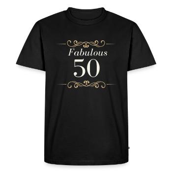Fabulous 50 Birthday Flourish - Men's Premium Organic T-Shirt - black - Front - Nico (187cm)