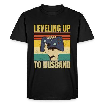 Mise à niveau jusqu'au mari - Mariage de joueur de marié - T-shirt Premium bio Homme - noir - Devant - Nico (187cm)
