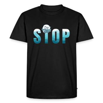 Ice Polar Bear - Climate Change - STOP Pollution - - Men's Premium Organic T-Shirt - black - Front - Nico (187cm)